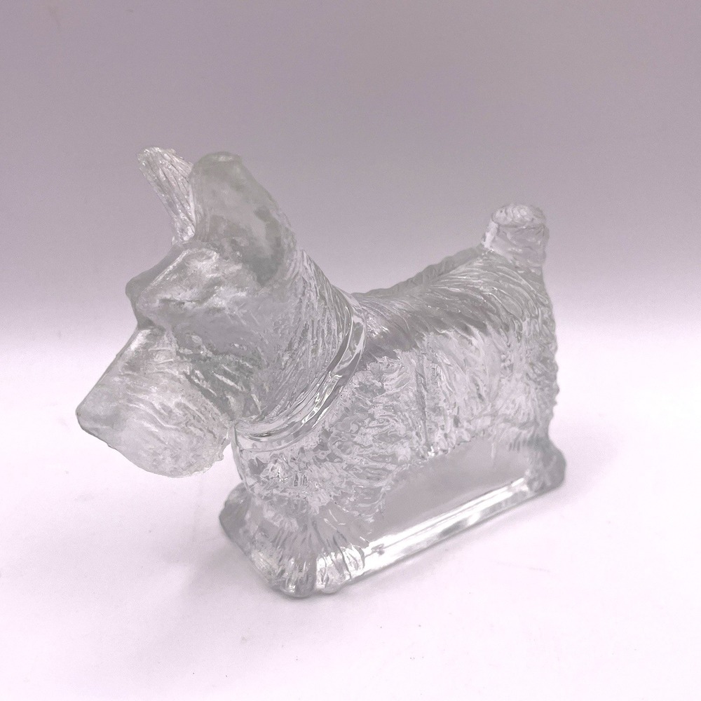Vintage Clear Glass Scottie Dog Candy Container Scottish Terrier 4"